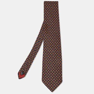 S.t. Dupont Navy Blue Printed Silk Traditional Tie